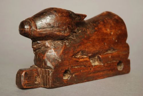 LATE 18THEARLY 19THC FOLK ART WOODEN CHILDS TOY OF A CALF - ADDITIONAL PHOTO 3