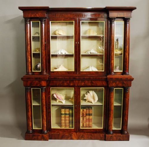 Superb Quality Small William IV Mahogany Inverted Breakfront Bookcase
