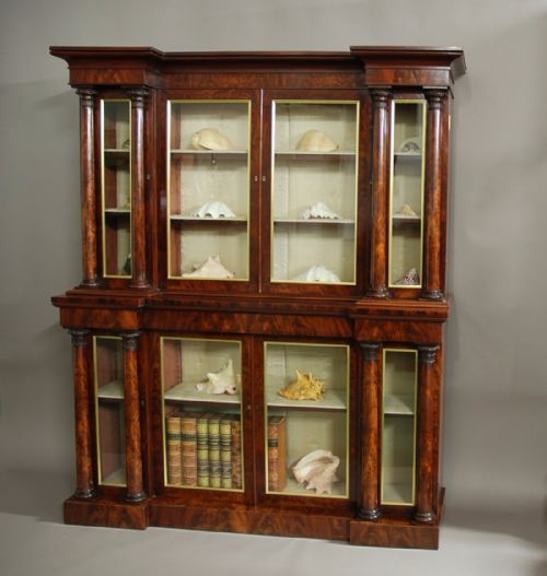 fig 1. Superb quality small William IV mahogany inverted breakfront bookcase