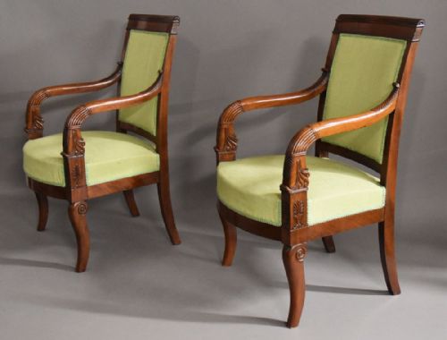 Superb Pair of Early 19thc French Empire Mahogany Armchairs