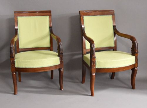fig 1. Superb pair of early 19thc French Empire mahogany armchairs