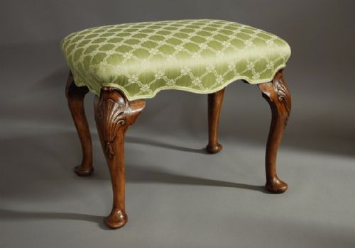 fig 1. Elegant early 20thc Queen Anne style walnut cabriole leg stool