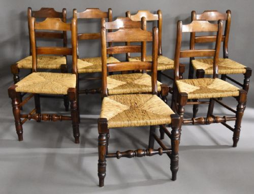Set of Eight 19th Century Alder Dining Chairs of Good Patina