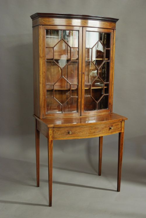 fig 2. Edwardian inlaid mahogany bow front glazed display cabinet