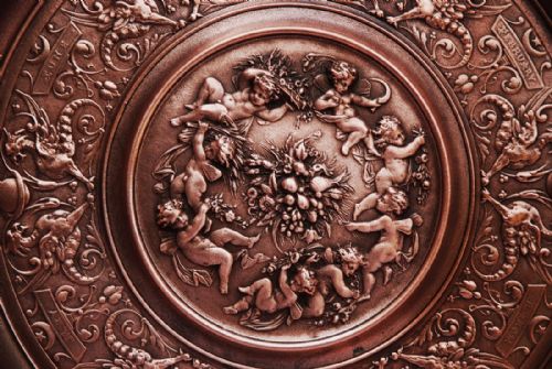 fig 2. Large highly decorative 19thc cast copper charger depicting signs of the Zodiac