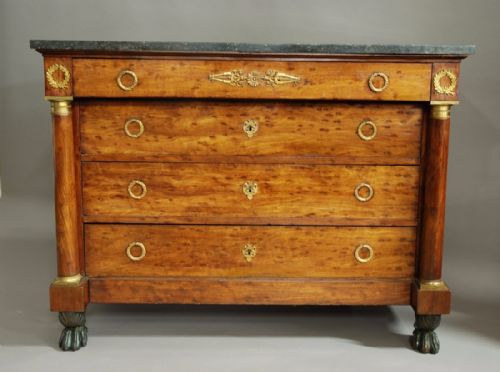 fig 1. 19th century ormolu mounted French Empire mahogany commode