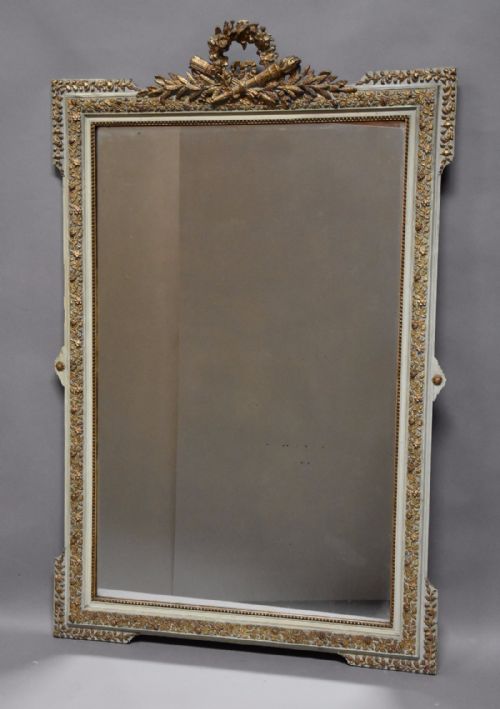 fig 1. Large & decorative 19thc French gilt and painted mirror in the Louis XVI style