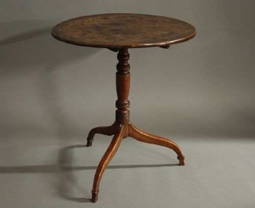 Late 18thc Oak & Ash Tripod Occasional Table of Superb Patina