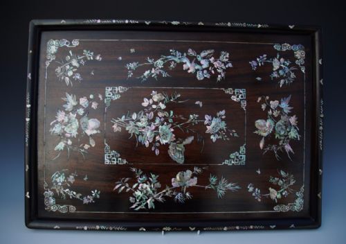 Superb Quality 19th Century Vietnamese Hardwood Inlaid Tray