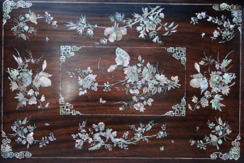 fig 1. Superb quality 19th century Vietnamese hardwood inlaid tray