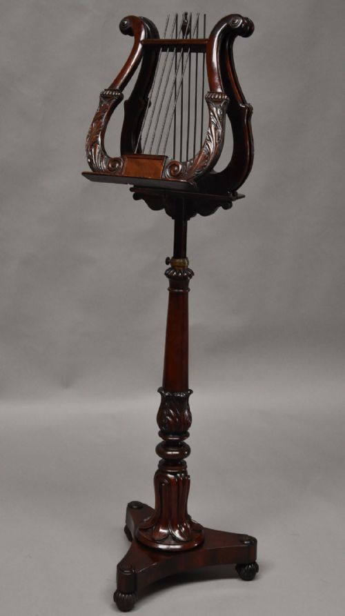 19th Century Late Regency Mahogany Lyre Duet Music Stand of Excellent Quality