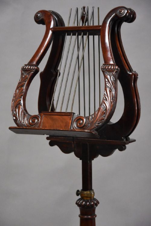 fig 1. 19th century late Regency mahogany lyre duet music stand of excellent quality