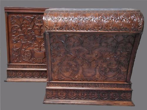 fig 1. Large pair of late 19thc highly decorative walnut pedestals with Pietre Dure tops