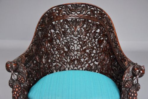 fig 2. Rare highly decorative 19thc profusely carved Indian armchair of superb quality 