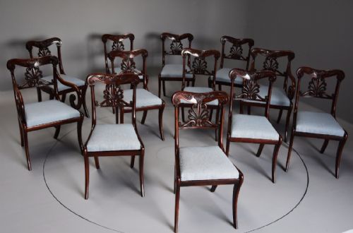 Exceptional Set of Twelve Superb Quality Cuban Mahogany Regency Dining Chairs