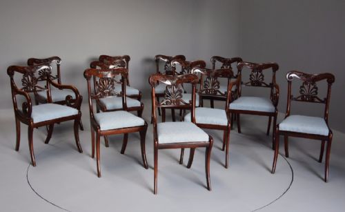 fig 1. Exceptional set of twelve superb quality Cuban mahogany Regency dining chairs