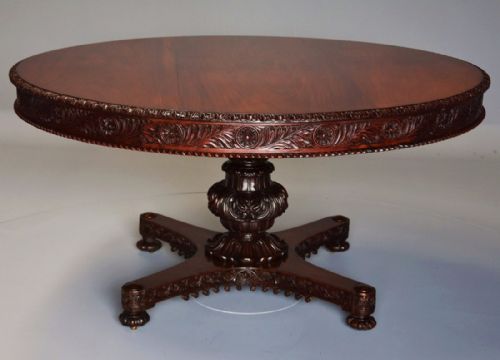 Large Mid 19th Century Anglo Indian Padouk Circular Centre Table