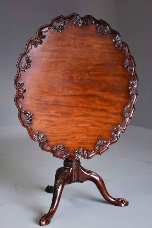 Late 19th Century Mahogany Chippendale Style Piecrust Tilt Top Tea Table