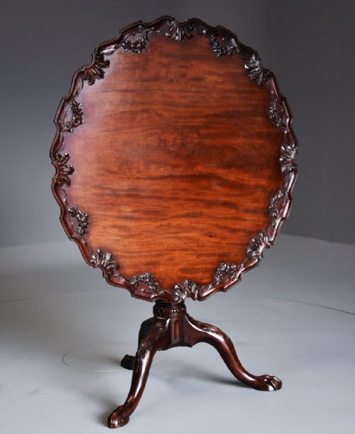 fig 1. Late 19th century mahogany Chippendale style piecrust tilt top tea table 
