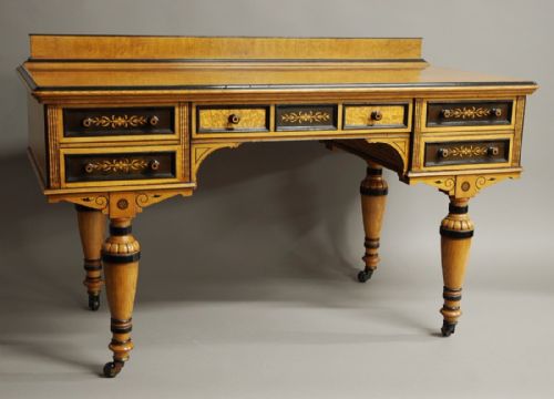 Fine Quality Victorian Hungarian Ash & Ebony Side Table or Writing Table