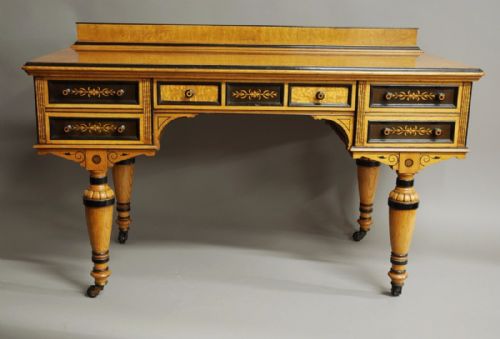 fig 1. Fine quality Victorian Hungarian ash & ebony side table or writing table
