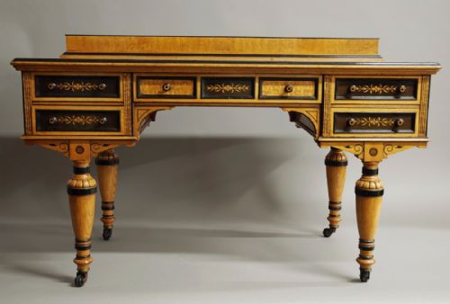 fig 2. Fine quality Victorian Hungarian ash & ebony side table or writing table