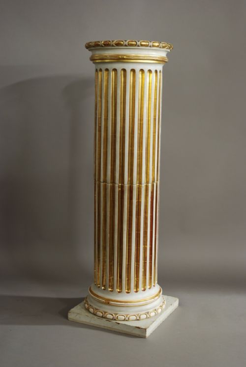 Highly Decorative Carved Wooden Cylindrical Column in the Classical Style