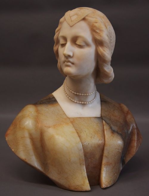 fig 1. Late 19thc Italian marble and alabaster bust of a Noblewoman in the Renaissance style