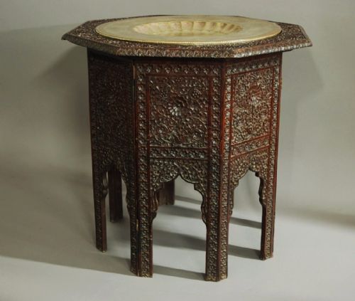 Large 19th Century Hardwood Highly Decorative Octagonal Indian Table