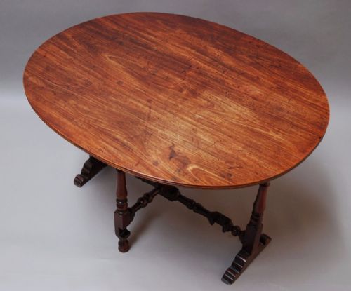 fig 1. Late 17thc yew wood coaching table with later mahogany top of exceptional patina