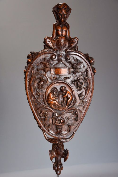 19thc Exhibition Quality Set of Italian Walnut fire Bellows in the Renaissance Style