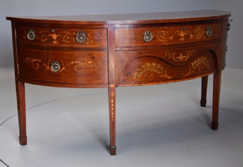 fig 2. Fine quality Edwardian mahogany bow front sideboard with inlaid decoration by Druce & Co