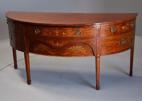 fig 3. Fine quality Edwardian mahogany bow front sideboard with inlaid decoration by Druce & Co