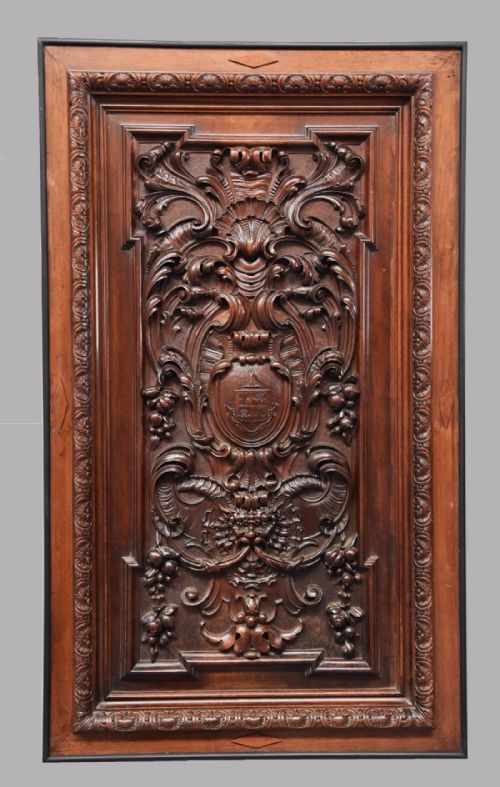 Large French Late 19th Century Finely Carved Walnut Door Panel