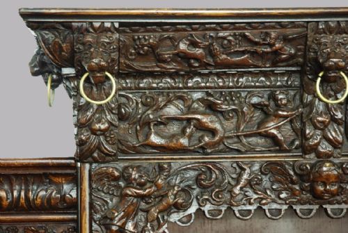 fig 5. Large exceptional quality 19th century oak breakfront bookcase in the Renaissance style