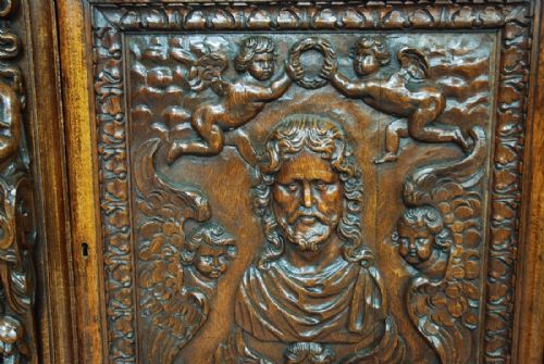 fig 9. Large exceptional quality 19th century oak breakfront bookcase in the Renaissance style