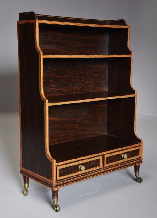 Early 19th Century Regency Simulated Rosewood Waterfall Bookcase