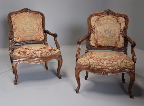 Pair of 19th Century French Fauteuils of Large Proportion with Original Needlework