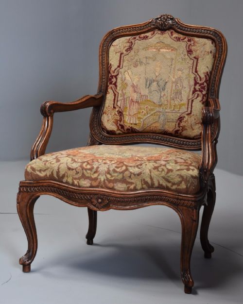 fig 3. Pair of 19th century French fauteuils of large proportion with original needlework