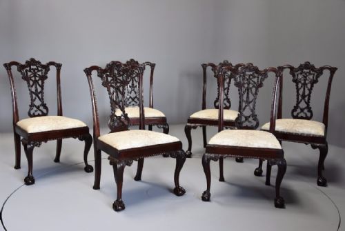 fig 2. Early 20th century set of six mahogany ribbon back chairs in the Chippendale style