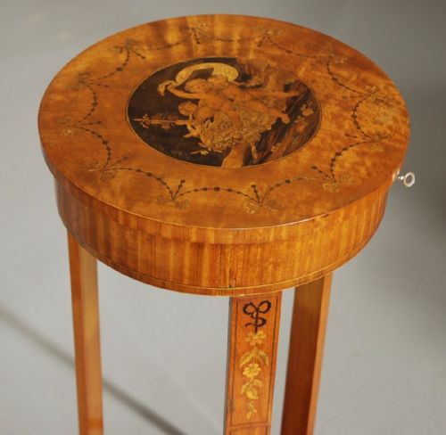 LATE 19TH CENTURY CONTINENTAL DECORATIVE SATINWOOD MARQUETRY WORK TABLE - ADDITIONAL PHOTO 2