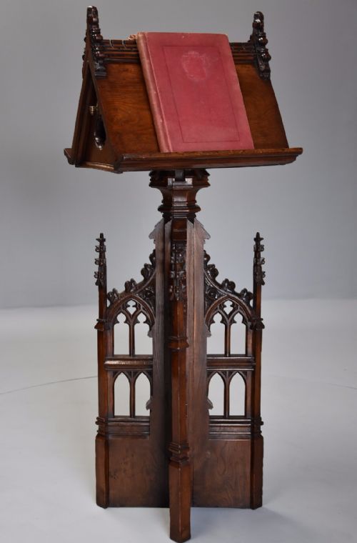 fig 1. Late 19th century oak Gothic revival revolving lectern