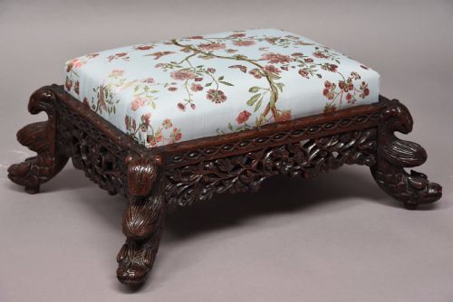 LATE 19TH CENTURY HARDWOOD ANGLO INDIAN FOOTSTOOL - ADDITIONAL PHOTO 2