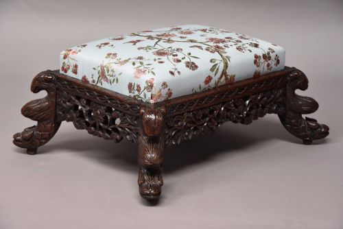 LATE 19TH CENTURY HARDWOOD ANGLO INDIAN FOOTSTOOL - ADDITIONAL PHOTO 3