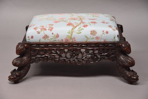 LATE 19TH CENTURY HARDWOOD ANGLO INDIAN FOOTSTOOL - ADDITIONAL PHOTO 5