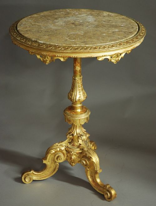 Highly Decorative Late 19thc Italian Carved Pine Giltwood Marble Top Centre Table