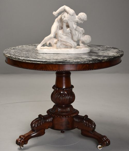 fig 2. 19th century French mahogany Gueridon table with original marble top