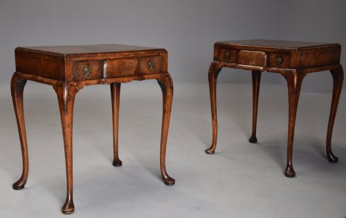 Pair of Early 20th Century Queen Anne Style Freestanding Walnut Side Tables
