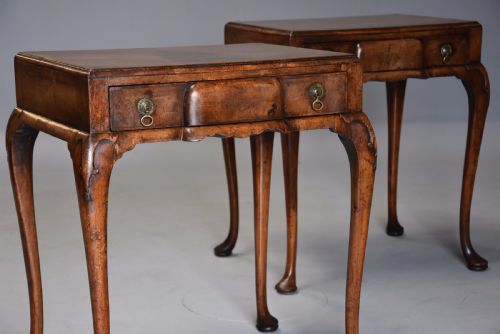 fig 1. Pair of early 20th century Queen Anne style freestanding walnut side tables