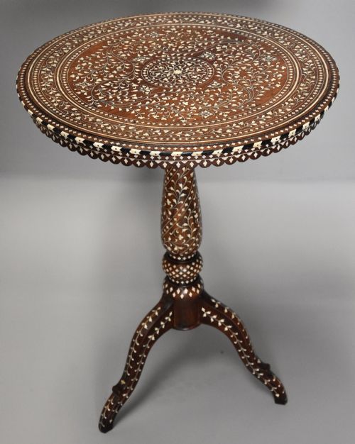 fig 2. Superb quality 19thc Anglo Indian circular shisham wood inlaid occasional table from the Hoshiarpur region, India